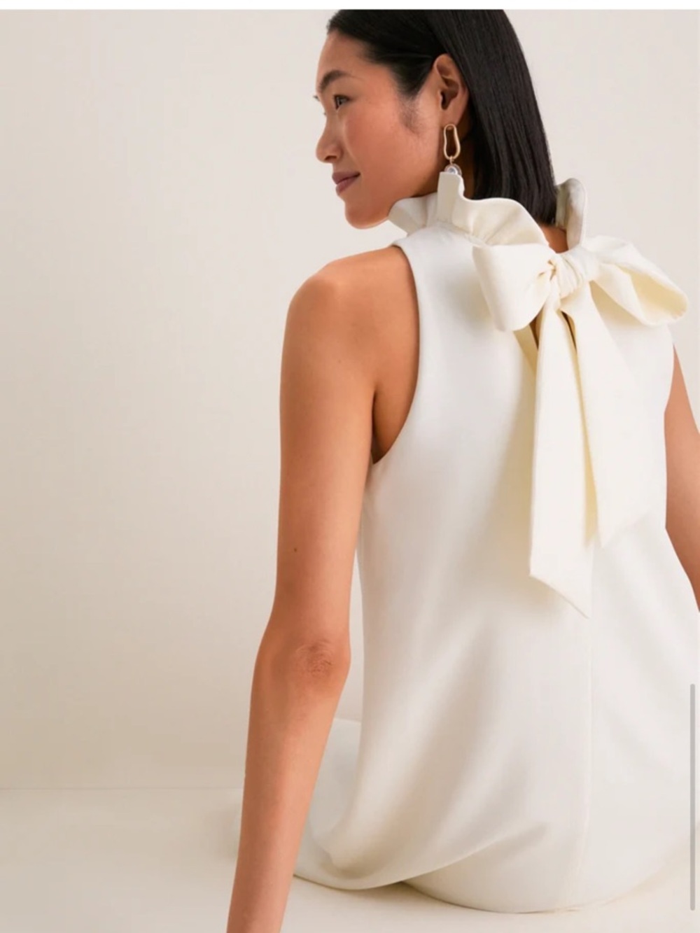 Tuckernuck White Blythe Dress Ruffle Bow Back Shift XS